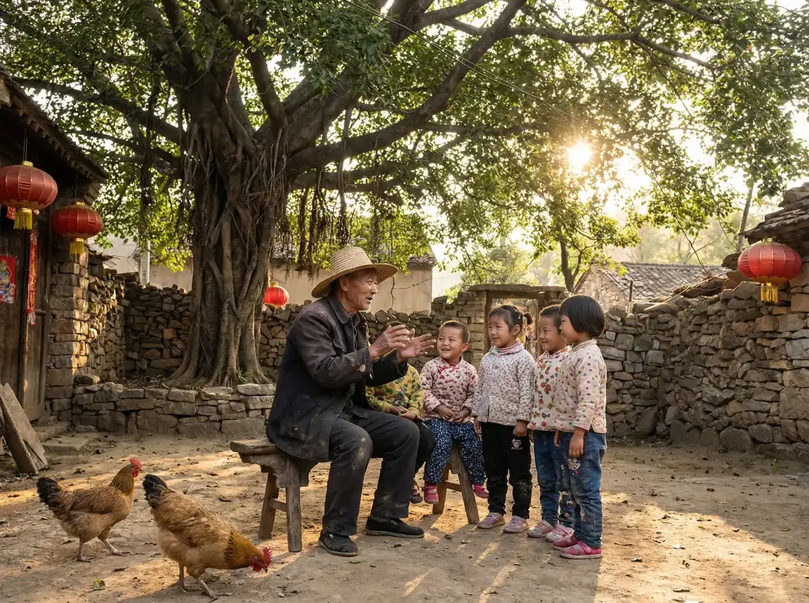 老人在大榕树下给孩子们讲故事 - 女医明妃传电视剧全集在线观看 乡村记忆